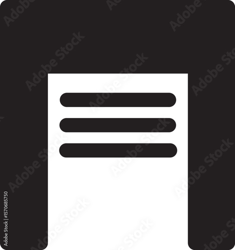 Simple and modern garage icon in black and white, perfect for illustrating residential buildings, parking spaces, home garages, or real estate concepts. This minimal design is ideal for UI/UX, web, mo