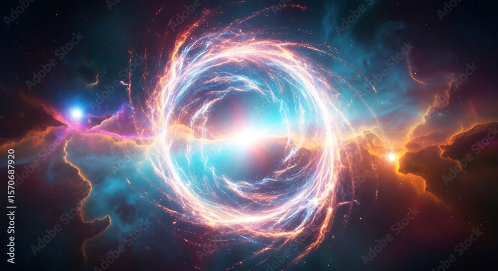 Fototapeta premium Astral vortex swirling through cosmic clouds