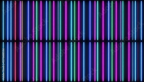 Colorful Neon Light Vertical Lines Background
