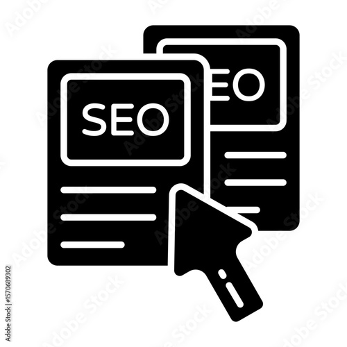 Conceptual solid design icon of search engine optimization