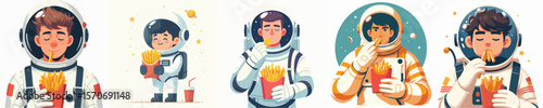 astronaut vector eating french fries