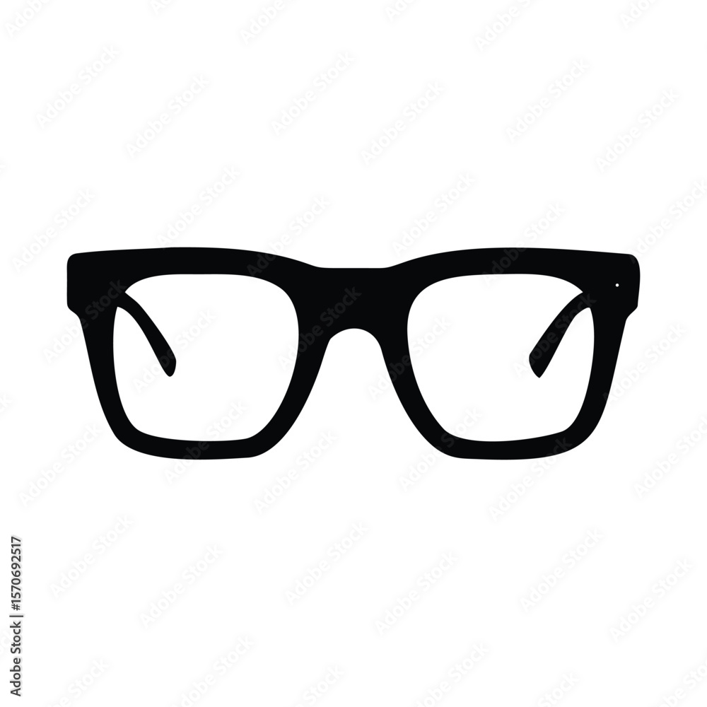 Fototapeta premium Hipster Nerd Style Black Glasses Silhouette – Vector Illustration Isolated on White