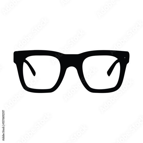 Hipster Nerd Style Black Glasses Silhouette – Vector Illustration Isolated on White