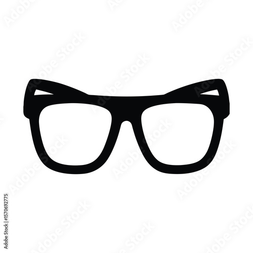 Hipster Nerd Style Black Glasses Silhouette – Vector Illustration Isolated on White
