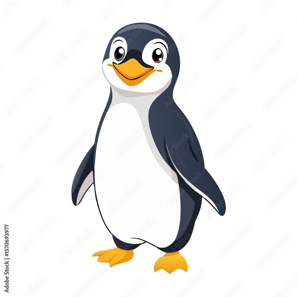 Fototapeta premium Cute funny emperor penguin presenting isolate