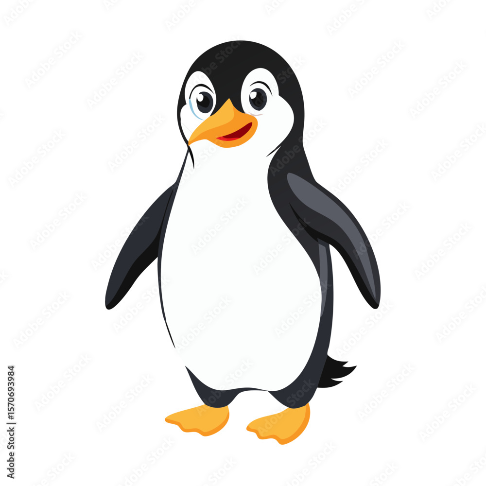 Obraz premium Cute funny emperor penguin presenting isolate