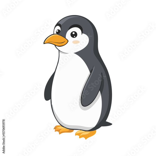 Cute funny emperor penguin presenting isolate 