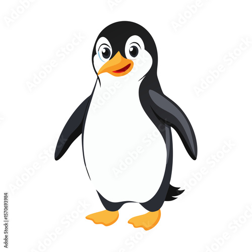 Cute funny emperor penguin presenting isolate 