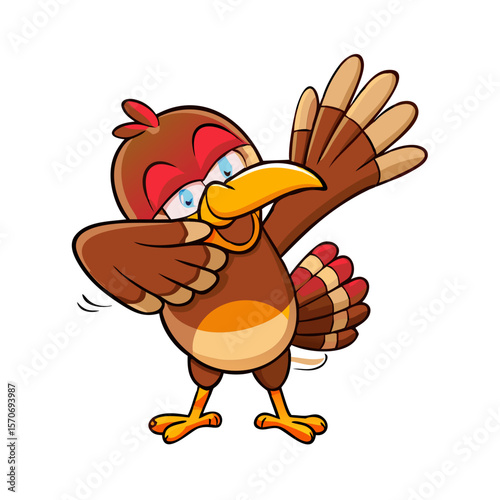 Turkey bird cartoon character dabbing 