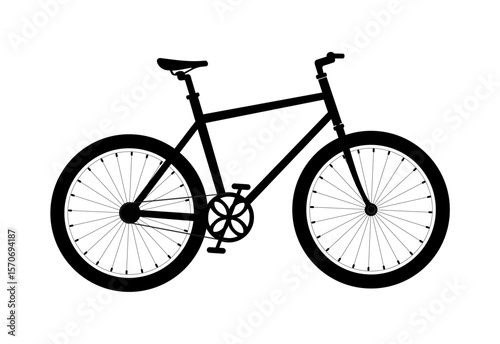 black bicycle isolated on white