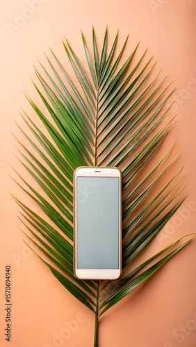 Summer Vacation Palm Leaf and Smartphone Mockup