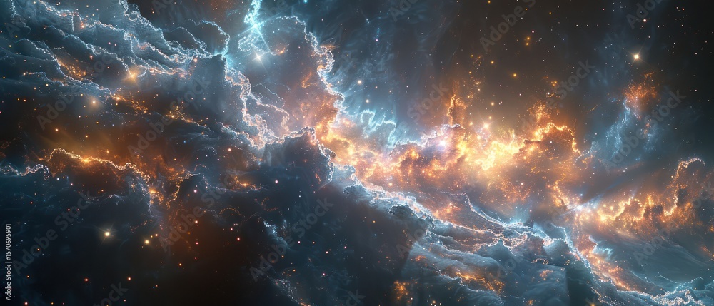 Naklejka premium Cosmic cloud nebula mystery universe astrology and light shine glowing explosion way space travel.