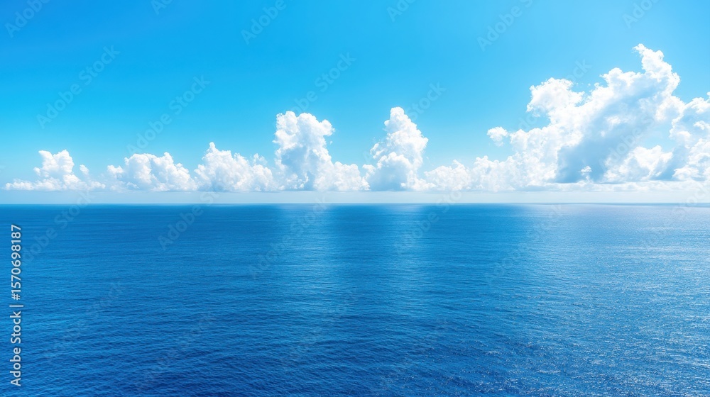 Obraz premium Endless blue horizon serene ocean landscape photography from an aerial perspective
