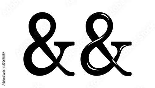 Ampersand symbol, black isolated silhouette