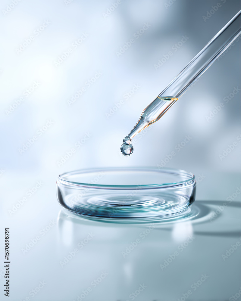Pipette releasing droplet onto glass surface Pipette releasing droplet onto glass surface