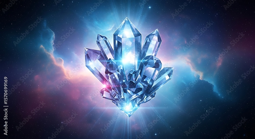 Fototapeta premium Celestial crystal cluster amidst cosmic nebula