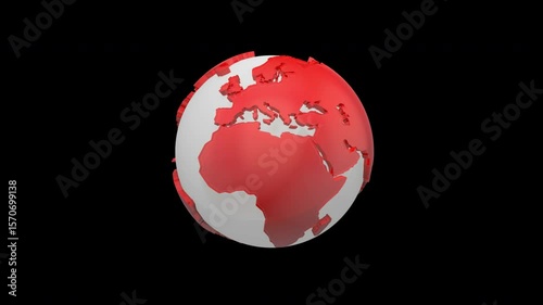 3D Transparent Spinning Globe Animation with Alpha Channel