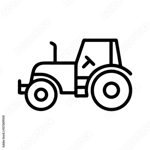 Tractor icon outline illustration in minimalistic style  