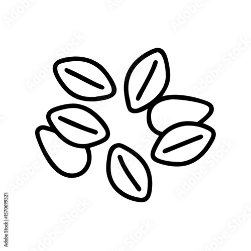 Sunflower seeds in line art style on white background  