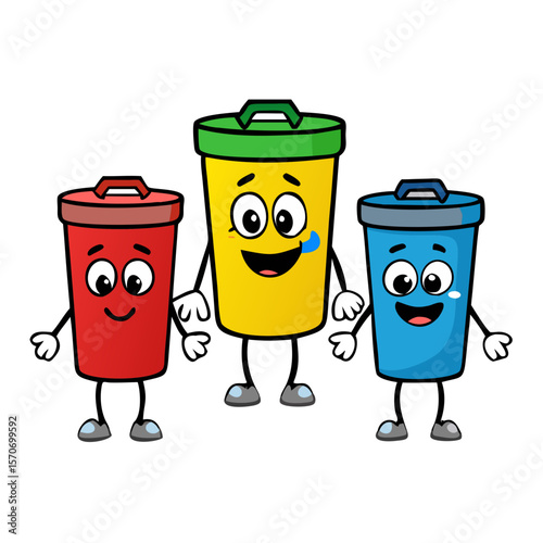 Recycling bin cartoon character vector isolate on white background 
