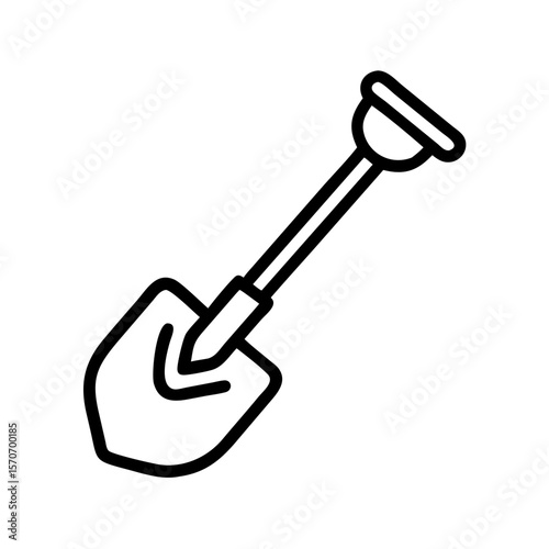 Shovel tool in minimalist design with simple lines and monochrome colors  