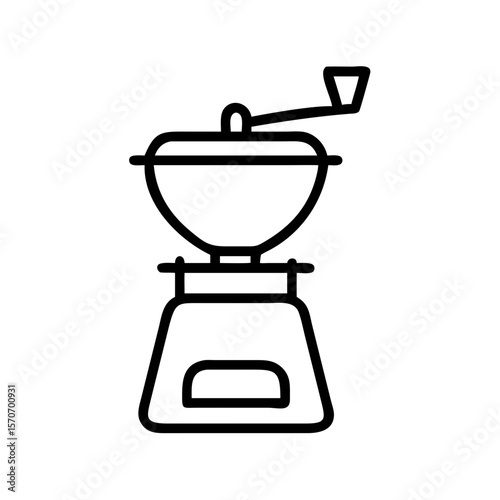 Coffee grinder icon in minimalistic style with black outline  
