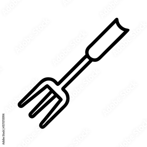Gardening pitchfork icon with simple outline design  