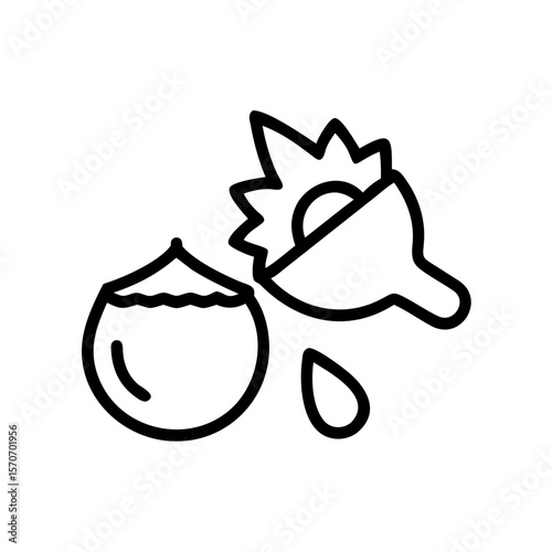 Chestnut picking icon with nuts and a droplet of water  