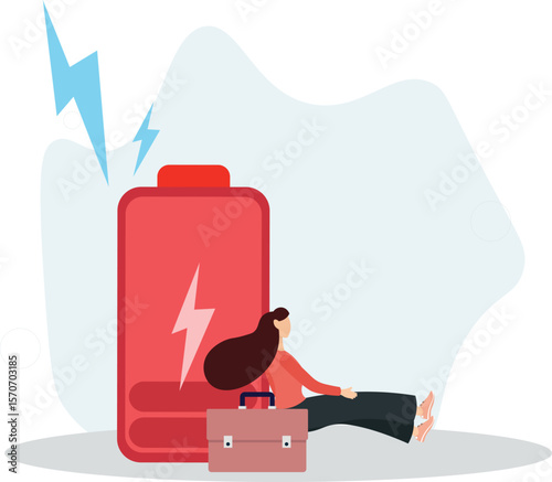 Exhausted and fatigue from hard work, stressed or anxiety from unhealthy work or depression and burnout, low energy or motivation concept. character life .