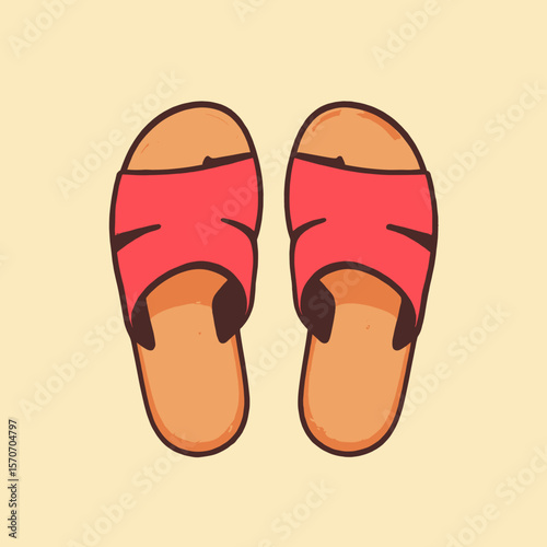 Red open-toe sandals on a light background  