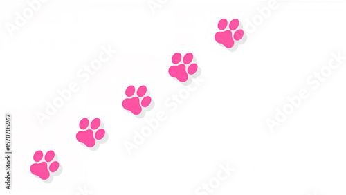 Pink paw prints walking diagonally animal tracks