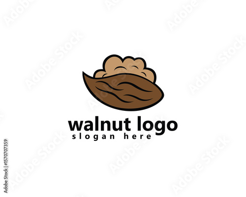 creative walnut logo walnut brown with open skin logo design template