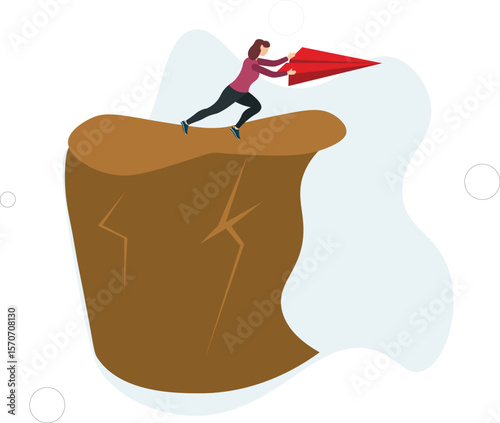 Try new idea start new business, startup risk, entrepreneur or creativity, failure, innovation and courage to win business concept. character life .