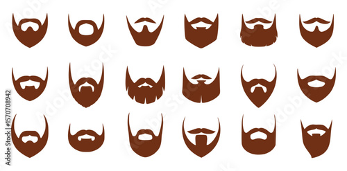 Collection of brown beard styles and facial hair designs for masculine grooming concepts
