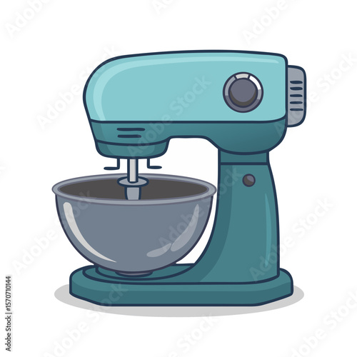 Retro Kitchen Stand Mixer Vector Illustration - Cartoon Style Baking Appliance