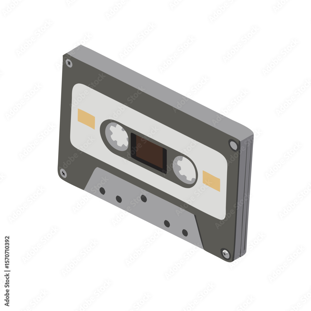 Fototapeta premium Isometric Audio Cassette Tape Vector: Retro Music, Vintage Media, and 80s Technology