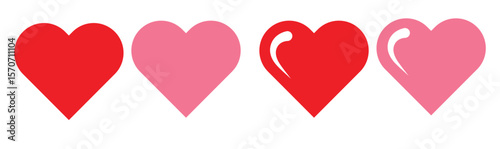 Heart, love, romance or valentine's day red and pink heart. Heart vector icons. Artistic red and pink heart love symbols isolated editable vector 