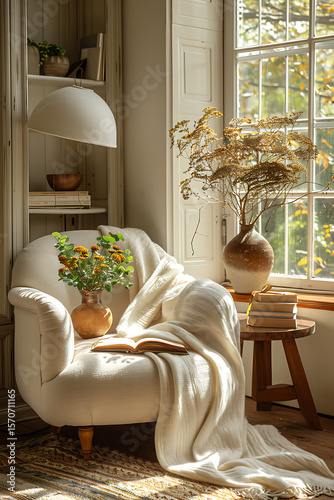 Wallpaper Mural Cozy indoor reading nook with armchair and natural light Torontodigital.ca