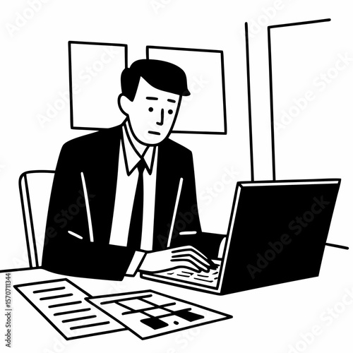 businessman working on laptop