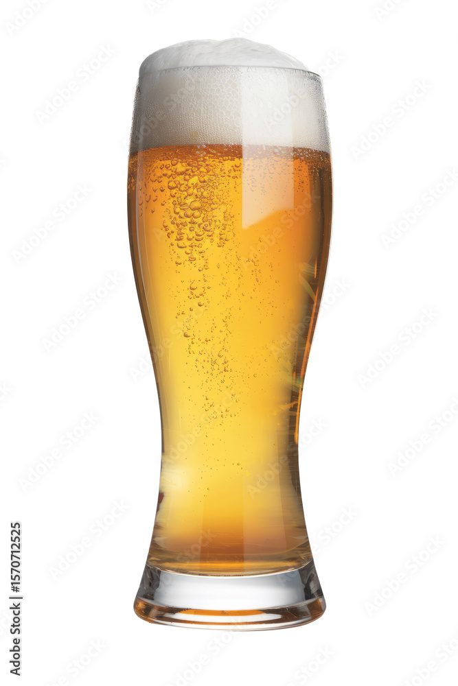 refreshing beer in glass on white background refreshing beer in glass on white background
