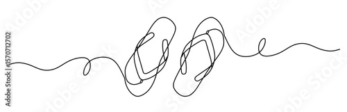 continuous line art of a flip flop