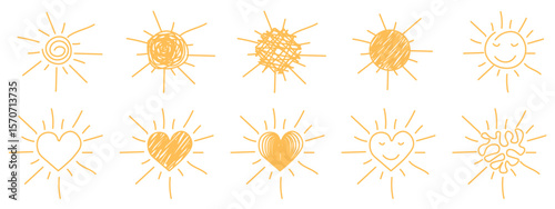 Tableau sur toile Summer Doodle sun set