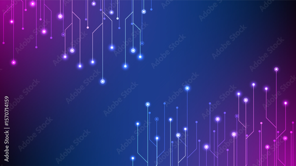 Fototapeta premium Digital technology circuit background. Futuristic network data concept. Design for virtual abstract connections artificial intelligence circuit board.