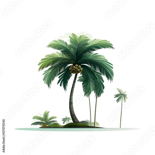 Tropical Getaway. Lush Palm Trees on a Secluded Island