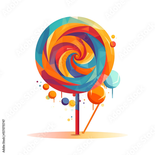 Vibrant Polygonal Lollipop. A Colorful Delight