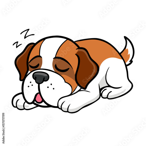 Saint bernard dog cartoon character sleeping 