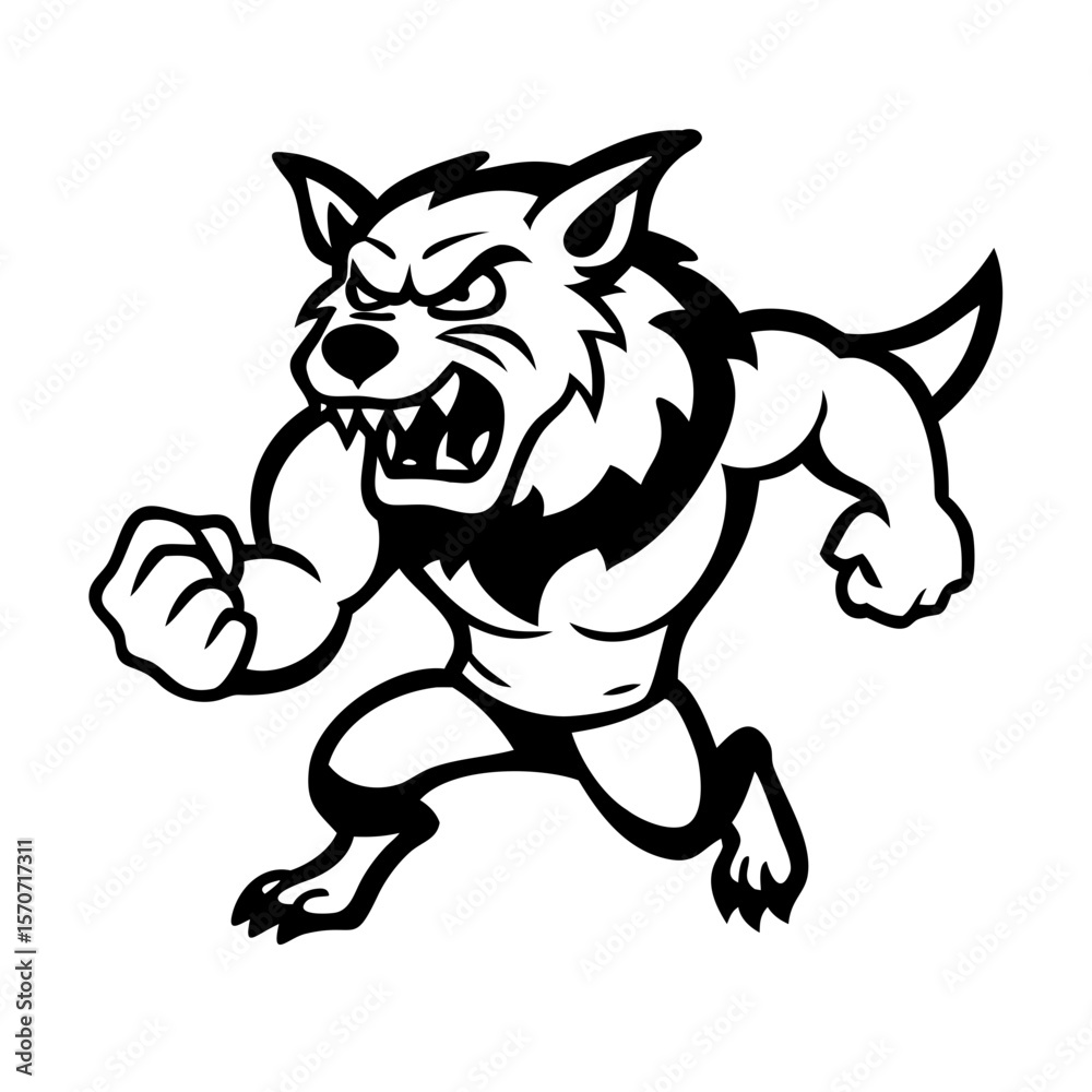 Fototapeta premium Angry werewolf cartoon mascot character 