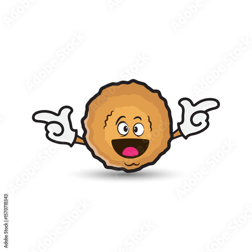Happy meatball cartoon doodle vector template