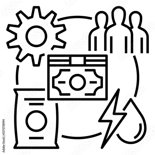 Manufacturing costs icon outline style