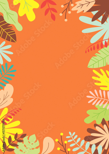 Fame template tropical leaves and plants hello summer